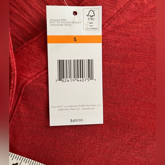 NWT Nine West Jeans brand Henley Style 3/4 Sleeve Women’s size Small - Picture 4 of 16